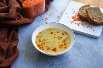 Red lentil soup, Traditional Turkish foods (Turkish: mercimek corbasi)