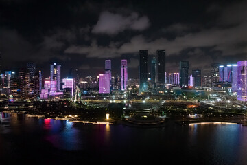 Fototapeta na wymiar Aerial view of landscape at night in Shenzhen city,China