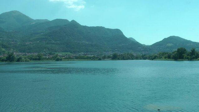Lake Olginate seen from the Adda river (Italy)