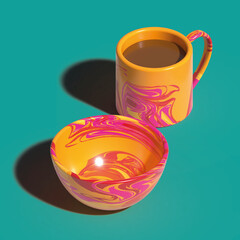 two cups and saucers