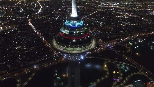 The Top Of Milad Tower At Night