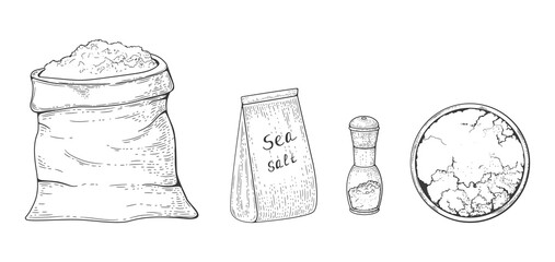 Sea salt vintage engraving Sketch - 514770263