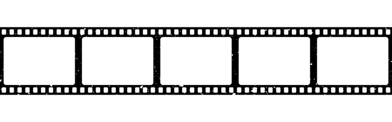 Film strip old effect. Camera roll on white backdrop. Film frame template. Analog video negatives. Empty photo frames. Vector illustration