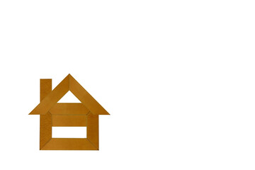 Abstract image of one-story house with chimney isolated on white background