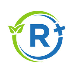Fototapeta premium Letter R Healthcare Logo. Doctor Logo on Alphabet R Sign. Medical Pharmacy Plus Symbol Design