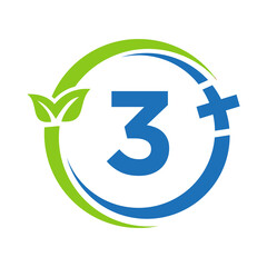 Letter 3 Healthcare Logo. Doctor Logo on Alphabet 3 Sign. Medical Pharmacy Plus Symbol Design