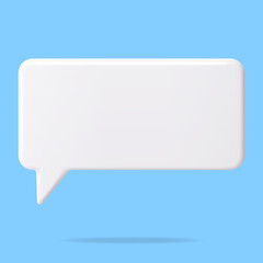 3D White Blank Speech Bubble Isolated. Rendering Chat Balloon Pin. Notification Shape Mockup. Communication, Web, Social Network Media, App Button. Realistic Vector Illustration