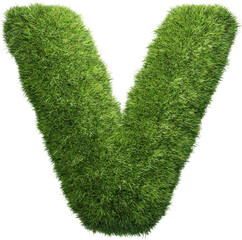 grass letter V isolated on white background