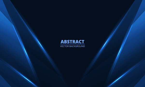 Abstract vector dark blue background with geometric dynamic glowing diagonal lines. Technology modern trandy abstract blue background for business, corporate, brochure, banner, cover or poster.