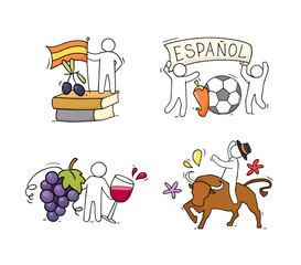 Fototapeta premium Spanish icons with traditional symbols of Spain