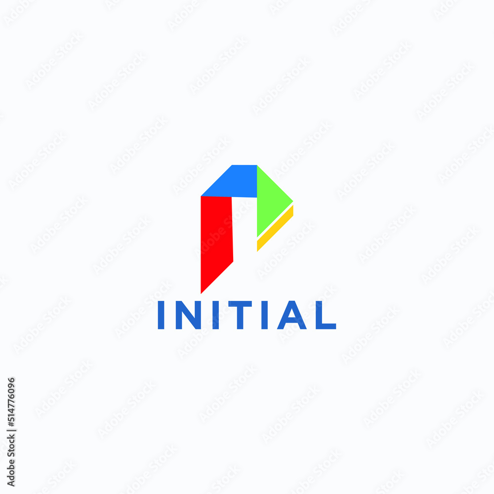 Fototapete p initial letter logo template, vector file , text and color is easy to edit