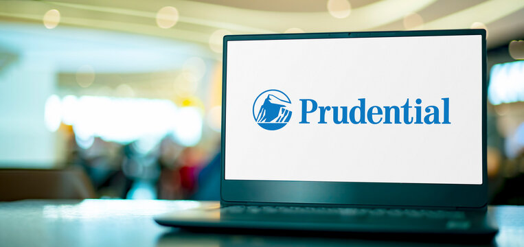 Laptop computer displaying logo of Prudential Financial