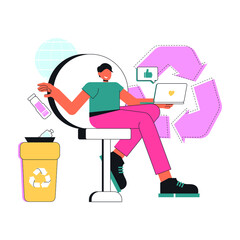 Vector abstract illustration. Flat style. Environmental protection, separate waste collection, care for nature and the planet. Plastic.