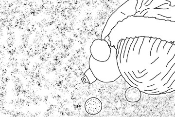 christmas balls and santa claus hat sketch