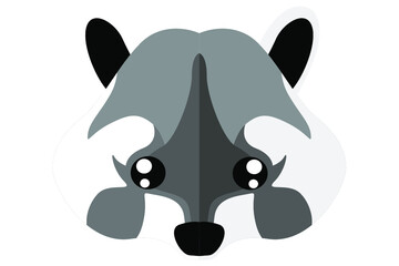 adorable raccoon head vector