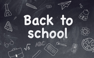 Back to School Writing with Chalk on Dirty Blackboard