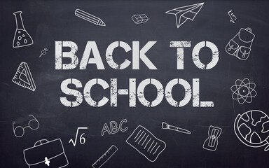 Back to School Drawing with Chalk on Dirty Blackboard