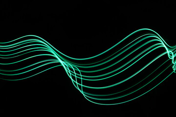 Long exposure light painting photograph of neon colour fairy lights in an abstract swirl pattern...