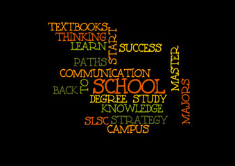 Colorful Back to School Word Cloud Style on Black