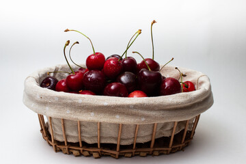 ripe cherries in a basket