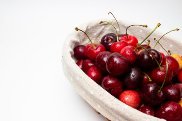 ripe cherries in a basket