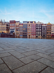 Amsterdam with river and houses in the city