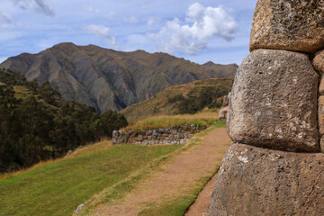 Fototapeta na wymiar View of the ruins of the Inca temple of Chinchero in Cusco.