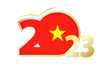 Year 2023 with Vietnam Flag pattern.