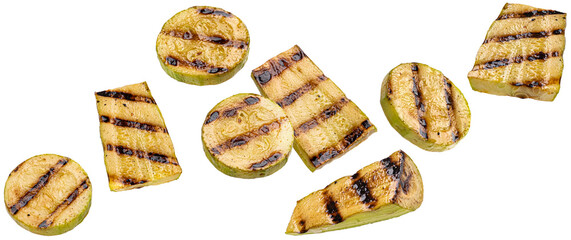 Grilled zucchini isolated on white background