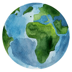 Planet earth continent Africa vector imitation watercolor