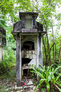 Desecrated Graves In The Cemetery Of The Old Town Of Armero Destroyed By An Avalanche Caused By The Nevado Del Ruiz Volcano In 1985 In Colombia