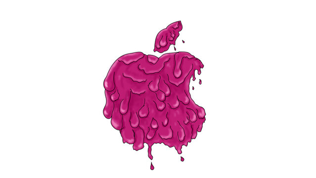 pink rose apple art logo