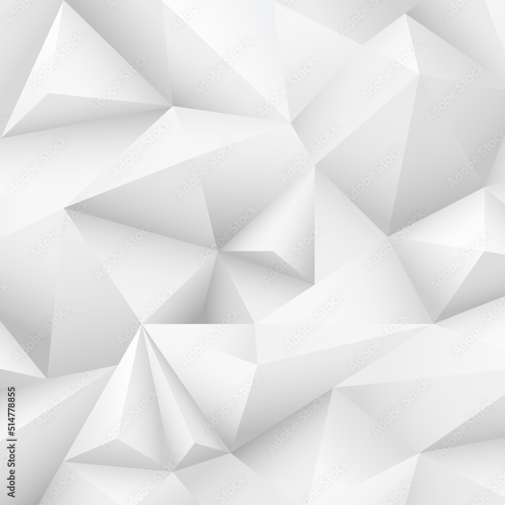 Poster white polygonal 3d background. triangular geometric elements