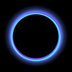 Neon blue circle ring line frame background. Use photoshop layer mode lighten, screen, linear dodge (add) to remove the background