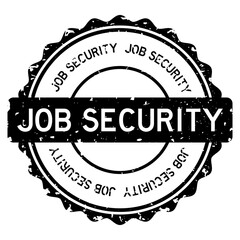 Grunge black job security word round rubber seal stamp on white background