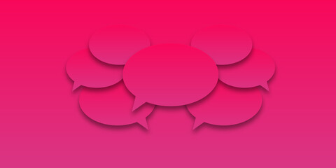 Circles pink purple lilac speech bubbles with shadow on isolated background. Vector illustration. The concept of communication between people in society.