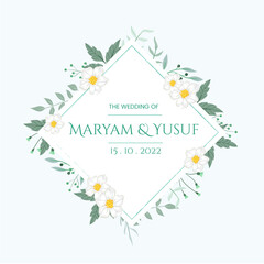 white and blue floral frame for wedding
