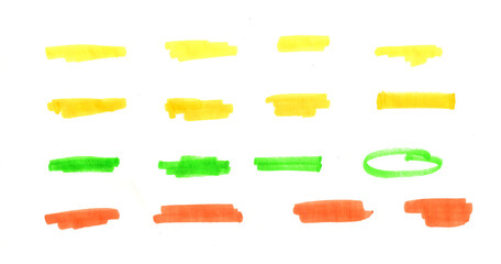 Highlighter marker annotations on a white background