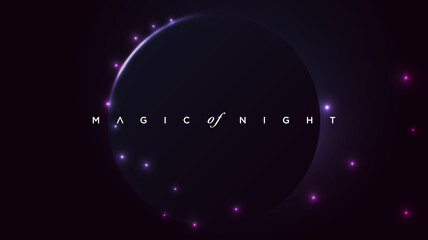 Magical shining effects on the premium dark abstract background. Modern exclusive backdrop for poster, label, banner, greeting card, wallpaper and futuristic design concepts. Vector illustration EPS