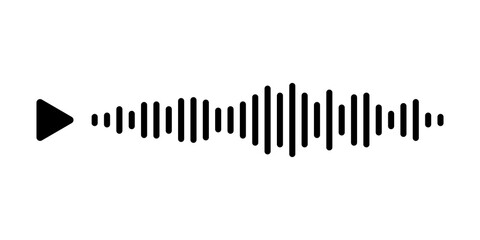 Audio voice message wave with play button on white background in messeger. Vector illustration for a website or application. The concept of people communicating through mobile app.