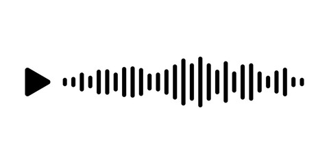 Audio voice message wave with play button on white background in messeger. Vector illustration for a website or application. The concept of people communicating through mobile app.
