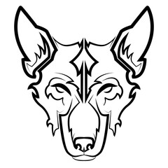 Obraz premium Black and white line art of wolf head.