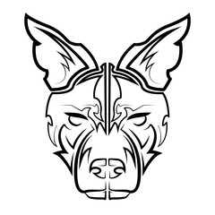 Black and white line art of wolf head. Good use for symbol, mascot, icon, avatar, tattoo, T Shirt design, logo or any design