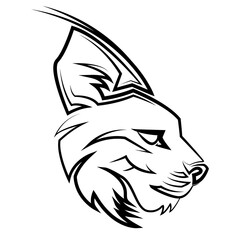 Black and white line art of wildcat head.