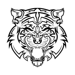 Black and white line art of tiger head Good use for symbol mascot icon avatar tattoo T Shirt design logo or any design