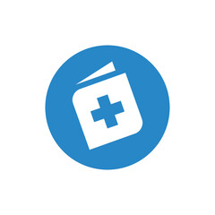 Book and medical cross logo design, health book icon, doctors book icon - Vector