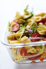 tray of pasta salad