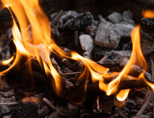 fire in the fireplace