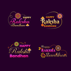 Happy Raksha Bandhan indian holiday. Vector typography set of badges, emblem, banner, sale poster etc.