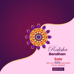 Happy Rakhsha Bandhan biggest sale banner, poster design with a beautiful rakhi design.